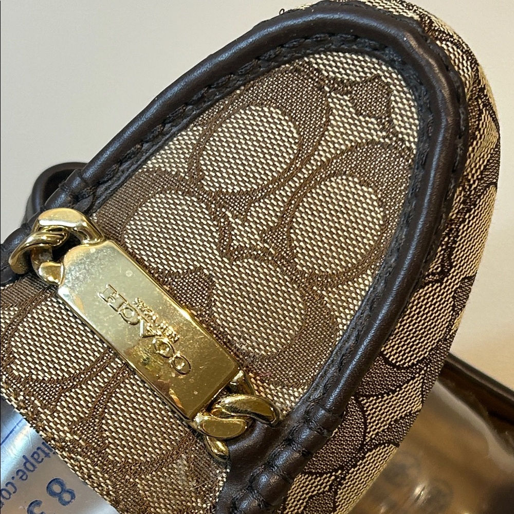 Coach Brown and Tan Loafers with Gold Accents - Picture 2 of 9